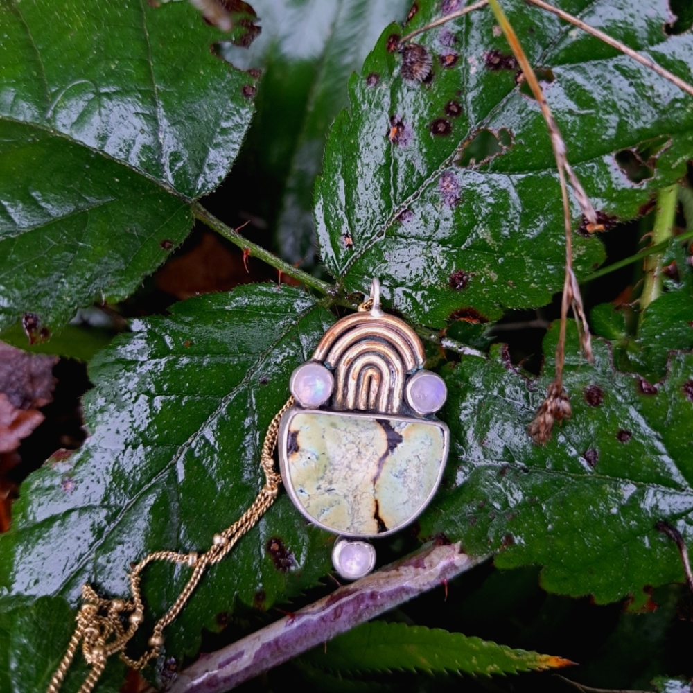 Turquoise Moonstone rainbow pendant ✨️🌙